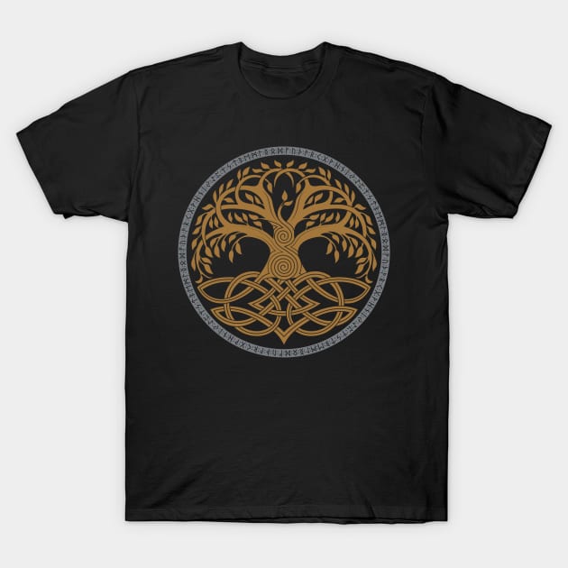 Yggdrasil Pagan Nordic Tree of Life Viking Mythology T-Shirt by Blue Pagan